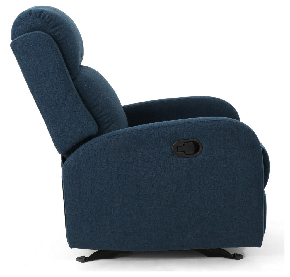 GDF Studio Ava Fabric Rocking Recliner, Navy Blue/Black