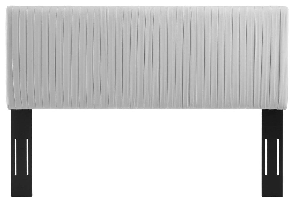 Eloise Channel Tufted Performance Velvet Twin Headboard-Light Gray