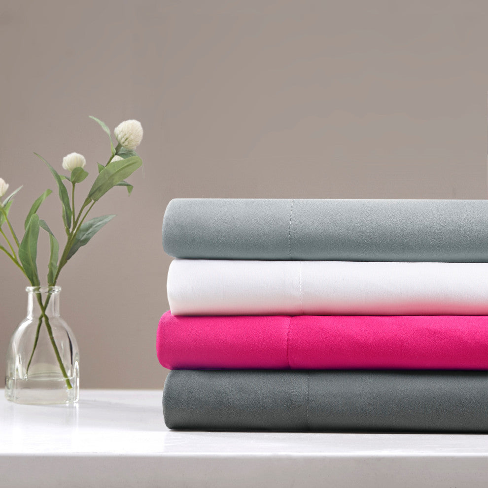 Intelligent Design Microfiber Sheet Set With Side Storage Pockets, Pink