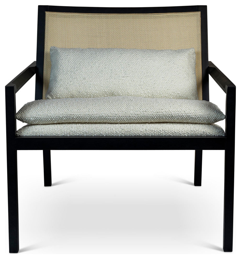 Modern Brazilian, Barra, Cane Lounge Chair, Black/Natural/Ivory