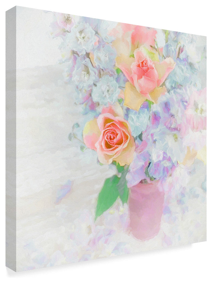 "Larkspur And Roses" by Cora Niele, Canvas Art, 24"x24"