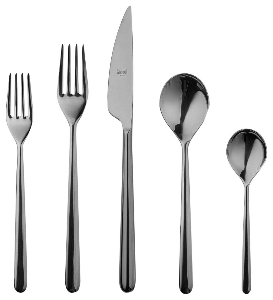 Linea Flatware Set, Black Gold, 5 Pcs.