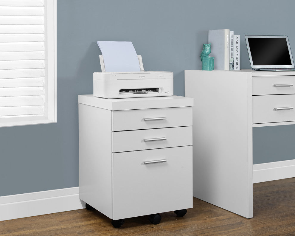 File Cabinet, Rolling Mobile, Printer Stand, Office, Work, Laminate, White