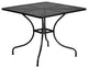 35.5'' Square Black Indoor-Outdoor Steel Patio Table Set, 4 Round Back Chairs
