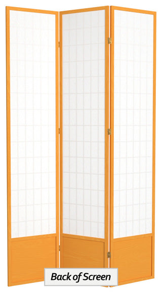 7' Tall Window Pane Shoji Screen, Honey, 3 Panels