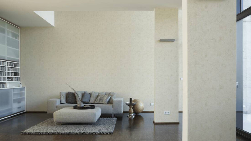 Plain Textured Wallpaper, Random Grainy Spots, Beige Cream Silver, 1 Roll