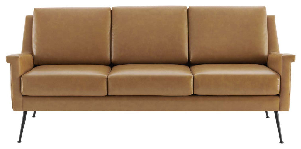 Chesapeake Vegan Leather Sofa-Black Tan