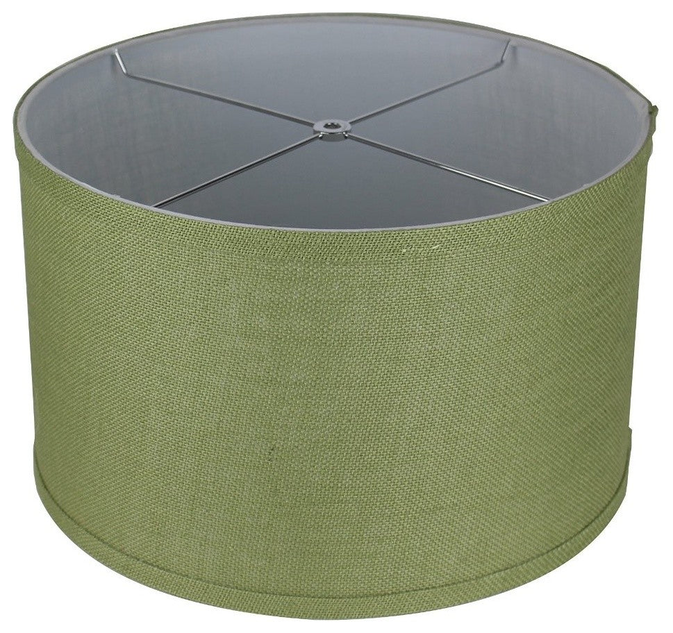 Classic Drum Burlap Lampshades, Khaki Green, 16"