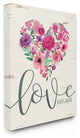 Love Lives Here Flowers Heart White Wood XXL Stretched Canvas Wall Art, 30"x40"