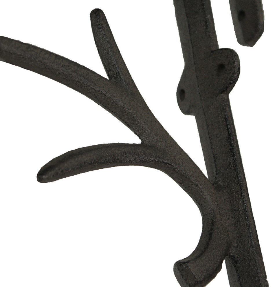 Brown Cast Iron Deer Antler Wall Shelf Brackets Set of 2