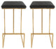 LeisureMod Quincy Leather Bar Stools With Gold Metal Frame Set of 2