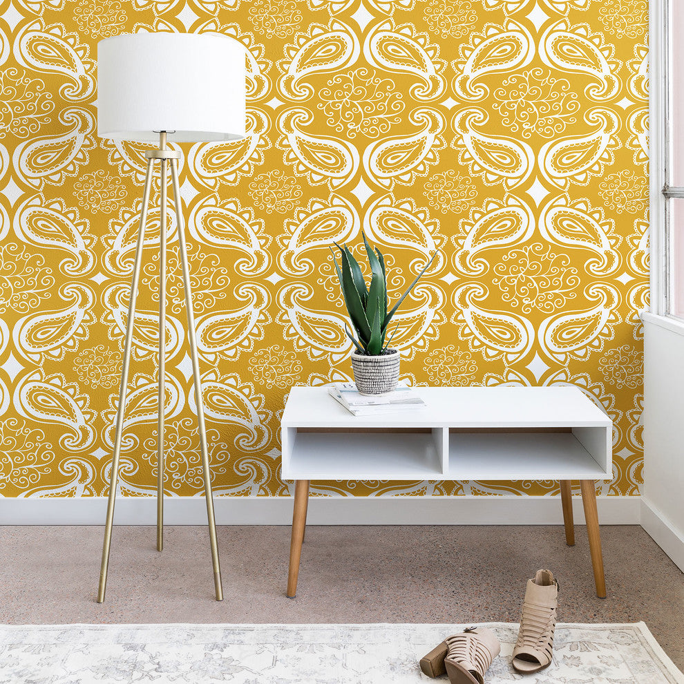 Deny Designs Heather Dutton Plush Paisley Goldenrod Wallpaper, Yellow, 2'x4'