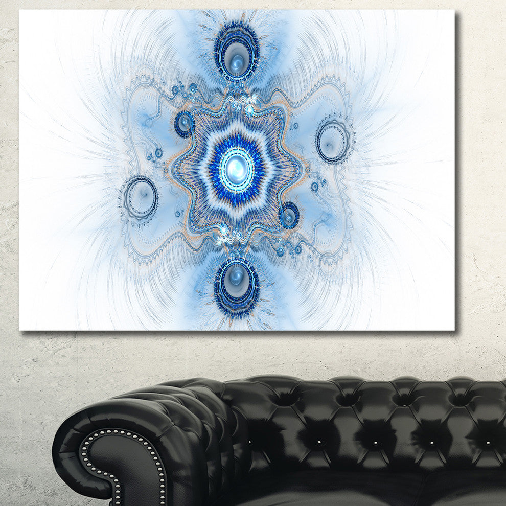 Cabalistic Blue Star Flower, Oversized Abstract Canvas Art Print, 60x40