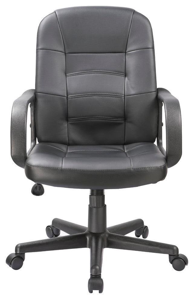 Office Factor Black Bonded Leather Desk Office Chair Swivel Ergonomic
