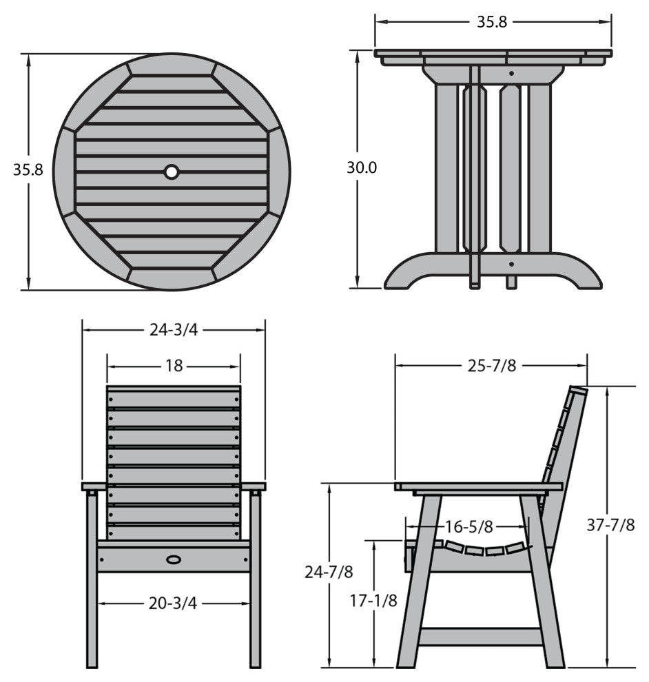Glennville 3-Piece Round Dining Set, Weathered Acorn, Whitewash