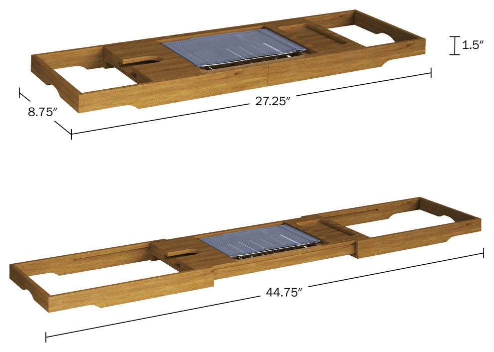 Acacia Bathtub Tray Natural Wood Tray With Extended Sides