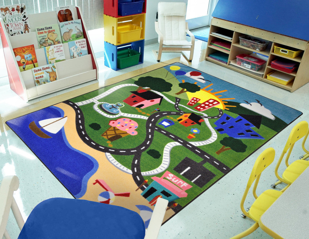 Kid Essentials Rug, Happy Town, 5'4"x7'8"