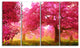 Mysterious Red Cherry Blossoms, Large Landscape Canvas Art, 48"x28", 4 Panels