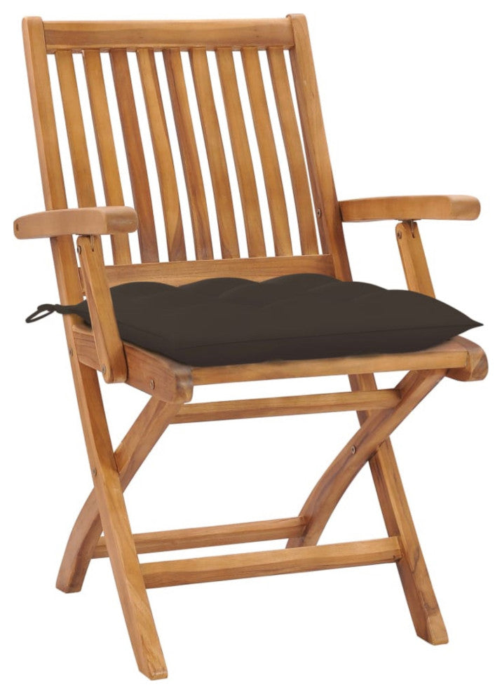 Vidaxl Garden Chairs, Set of 2, With Taupe Cushions Solid Teak Wood