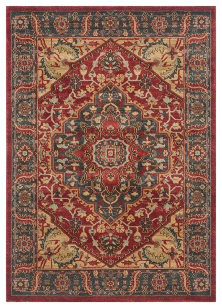 Safavieh Mahal 3' X 5' Power Loomed Polypropylene Rug in Navy and Red