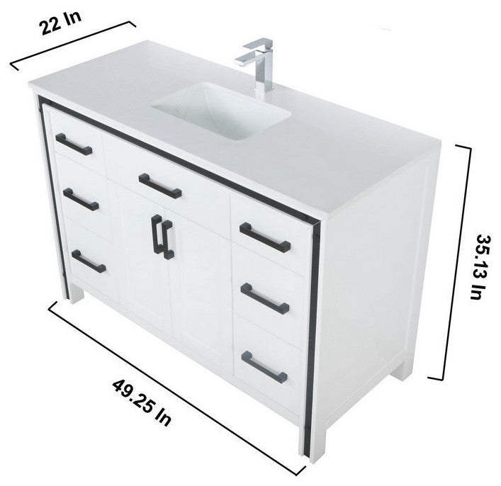Ziva Transitional White 48" Single Vanity Set
