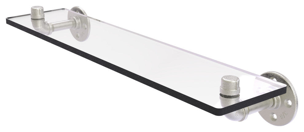 Pipeline Glass Shelf, Satin Nickel, 22"