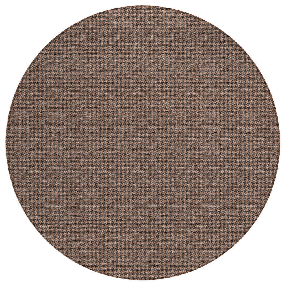 Indoor/Outdoor Hinton HN1 Chocolate Machine Washable 6' x 6' Rug