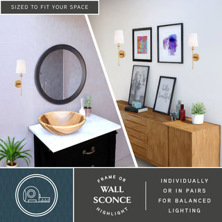 Camden 1 Light Gold Natural Brass Wall Sconce Fixture White Linen Fabric Shade