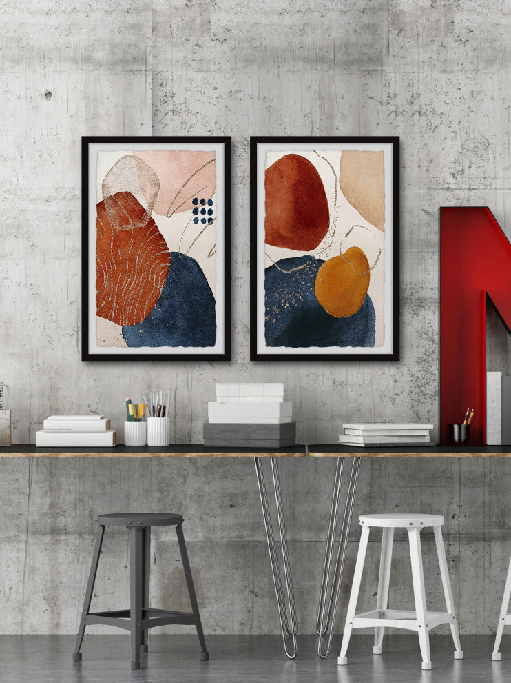 Burning Stones Diptych, 2-Piece Set, 20x30 Panels