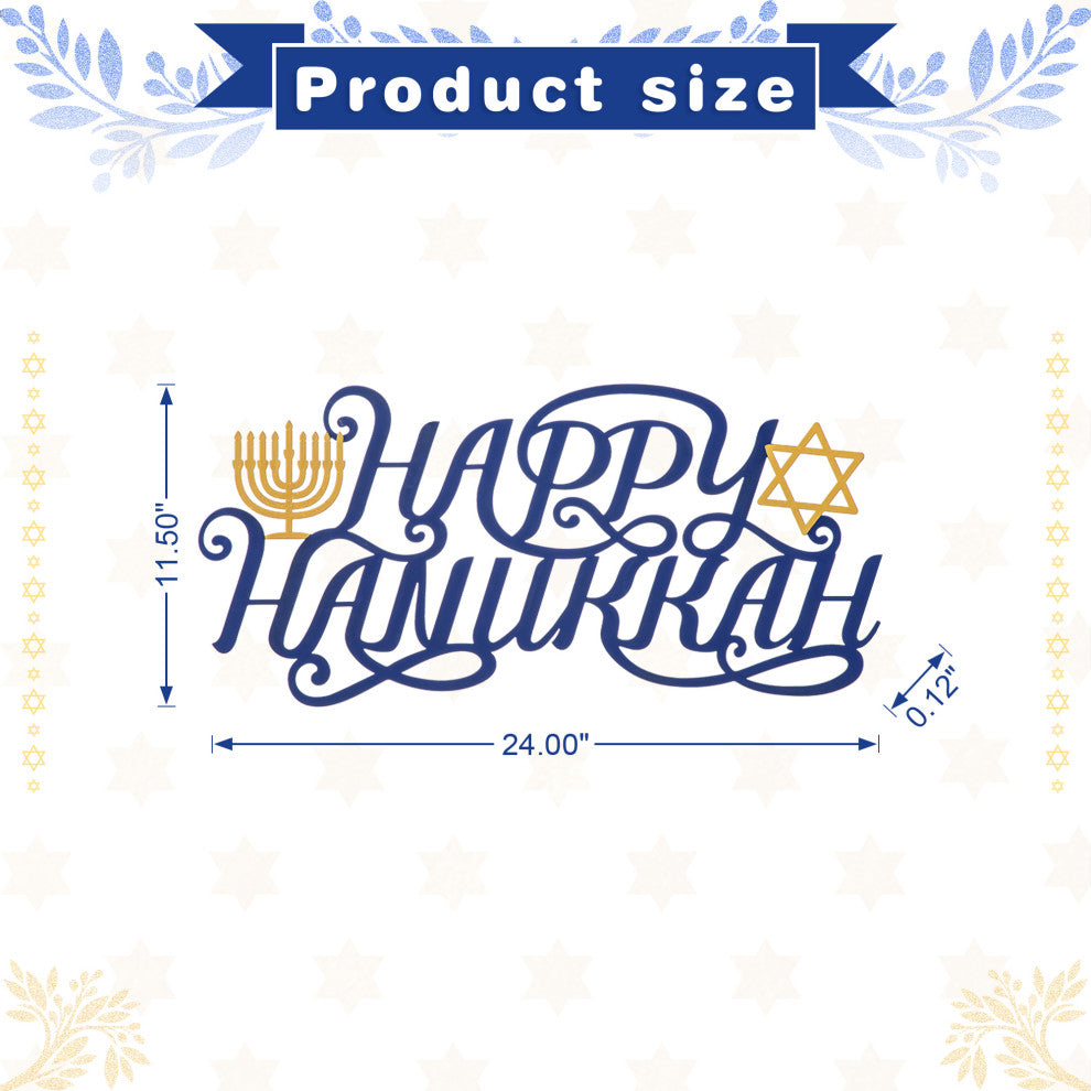 24"L Metal "Happy Hanukkah" Wall Decor