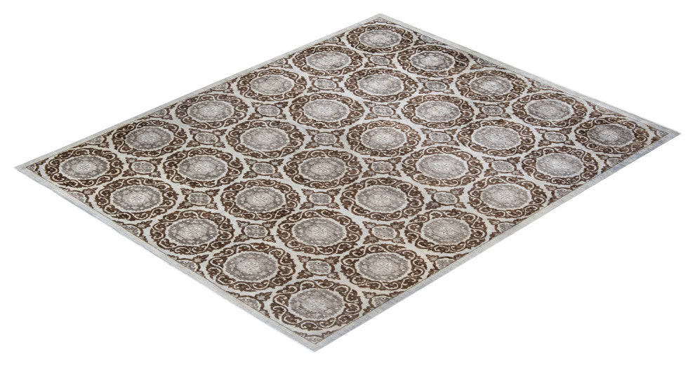 Eclectic, One-of-a-Kind Hand-Knotted Area Rug Ivory, 7'10"x9'7"