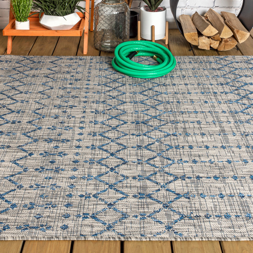 Ourika Moroccan Geometric Textured Weave Indoor/Outdoor Area Rug
