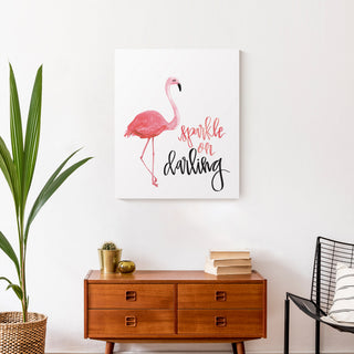 Flamingo Sparkle On Darling 20x24 Canvas Wall Art