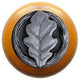 Oak Leaf Wood Knob, Antique Brass, Maple Wood Finish, Antique Pewter