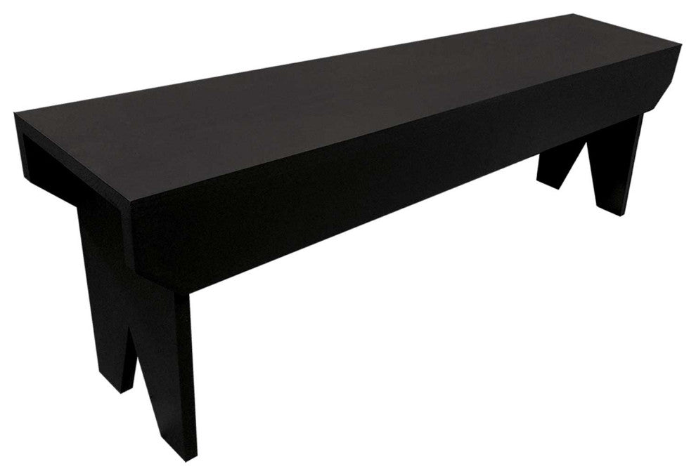 4' Simple Wood Bench, Black