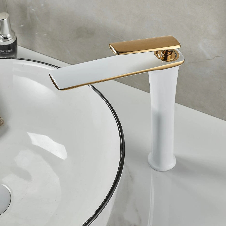 Becola™ Single Handle Bathroom Faucet, White & Gold