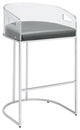 Set of 2 Bar Stool, Gray and Chrome