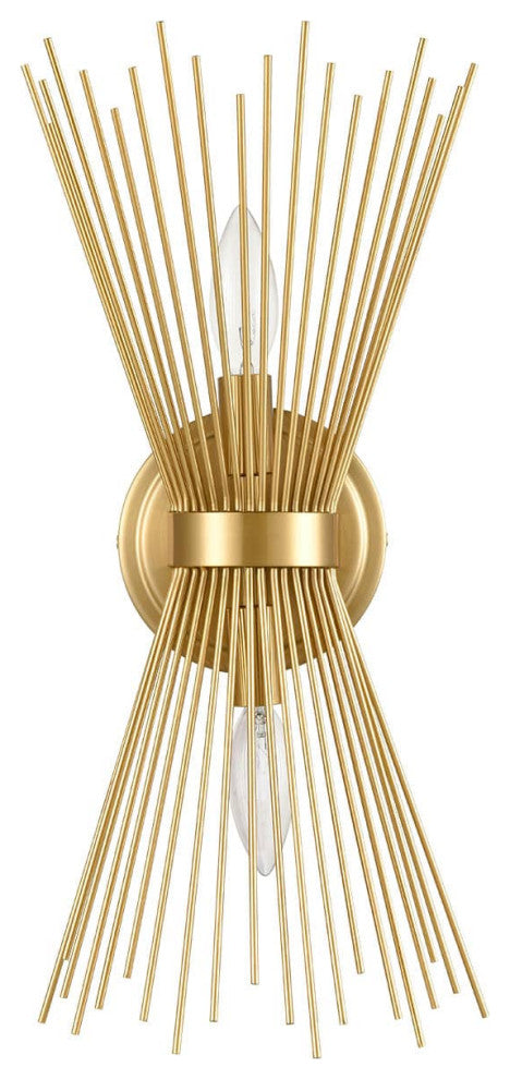 Wall Sconce Lamp Brass 2-Light Vanity Mid-Century Starburst