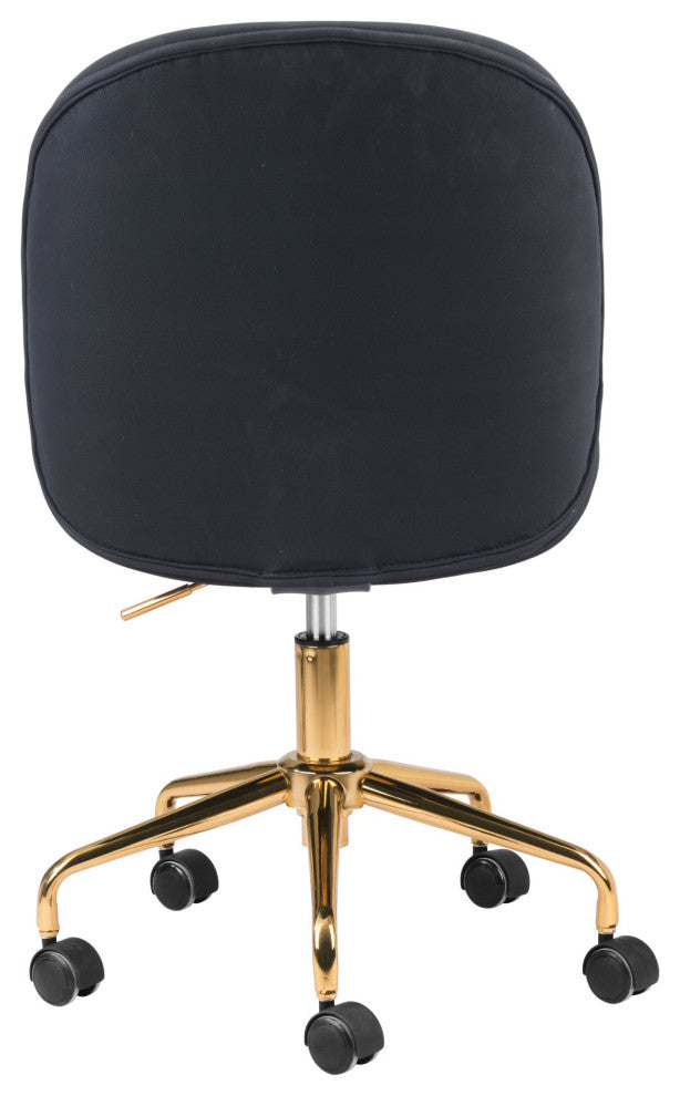 Computer Work Chair, Steel Metal, Fabric, Black, Gold, Home Business Office
