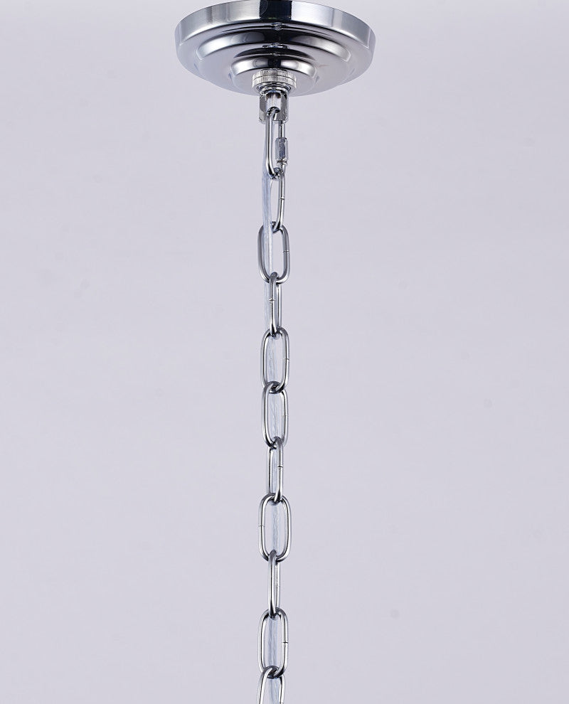 15-Light Chrome Steel Chandelier With Clear Crystals