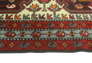 Fine Vintage Distressed Brent Red/Charcoal Runner, 3'8 x 9'10