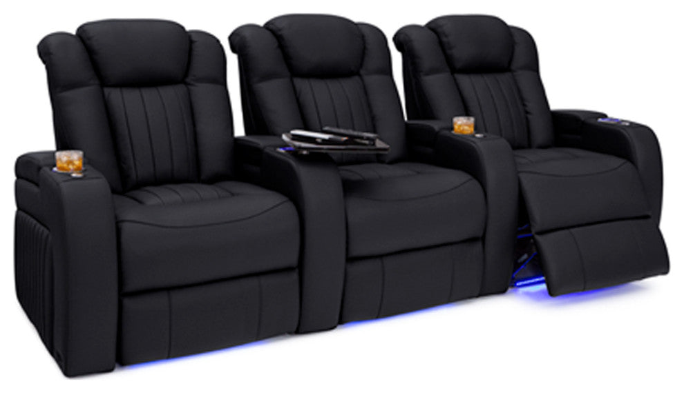 Seatcraft Athenian Home Theater Seating, Black, Row of 3