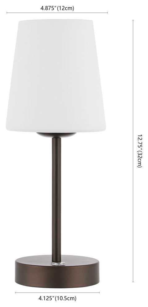 12.75" Modern Minimalist Iron Rechargeable Integrated LED Table Lamp, Black