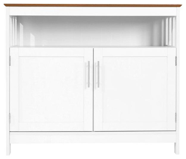 Mayfield 40" Classic Buffet and Sideboard with Double Door Storage Cabinet, Walnut Top/White Frame