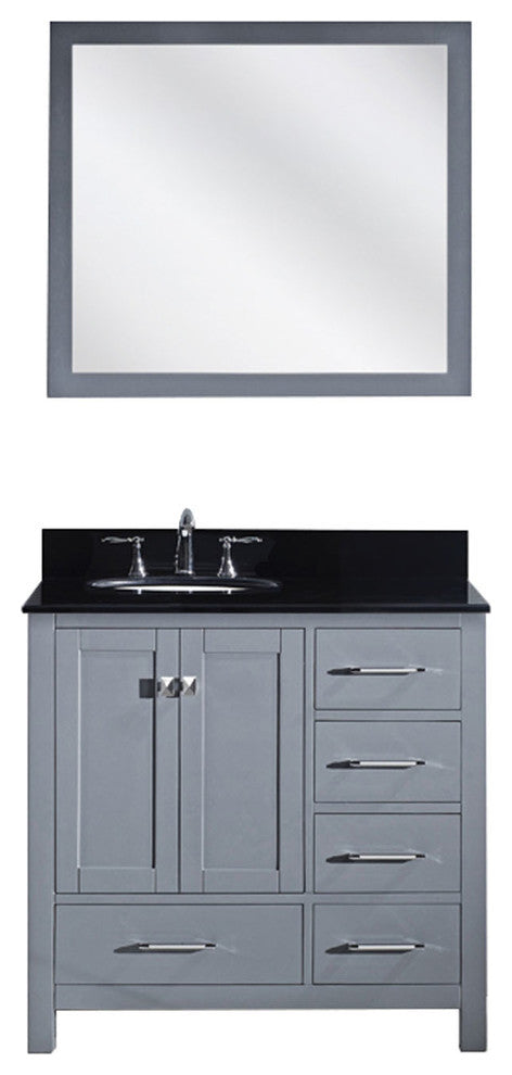 Caroline Avenue 36" Single Bathroom Vanity Set Espresso, Granite Top