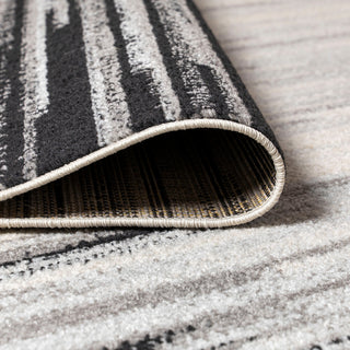 Linear Modern Half-Stripe Area Rug, Gray/Cream, 3 X 5