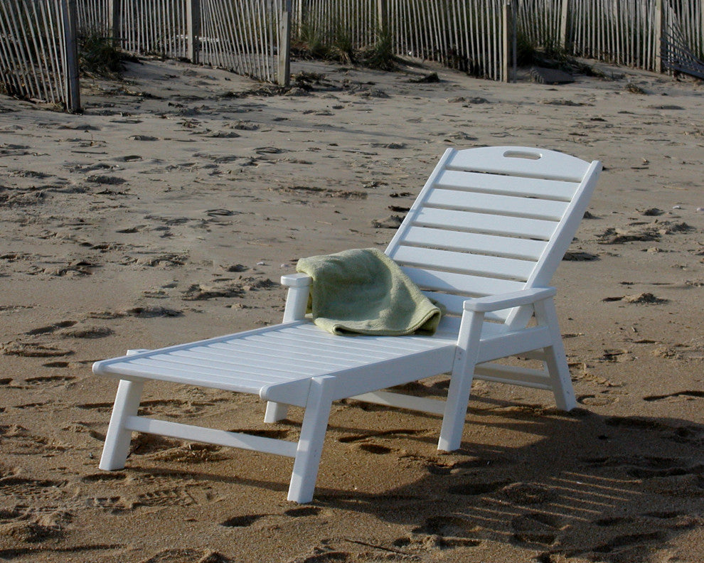 Polywood Nautical Chaise With Arms, Sand