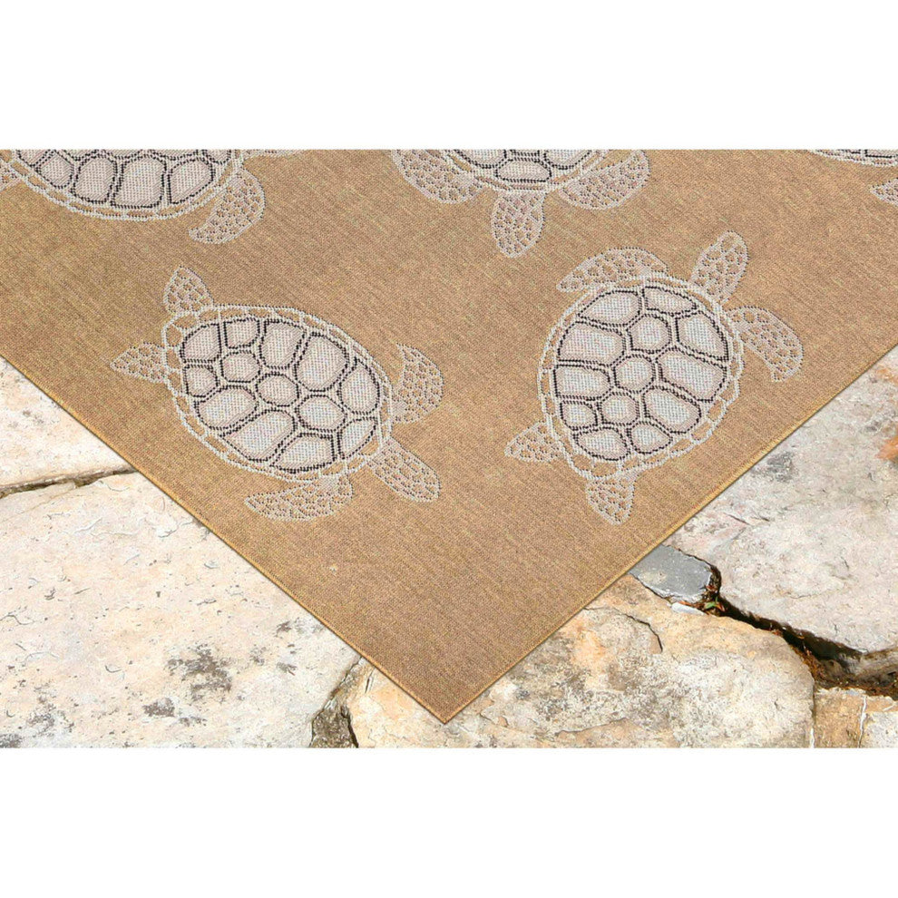 Carmel Seaturtles Indoor/Outdoor Rug, Sand, 1'11"x7'6" Runner