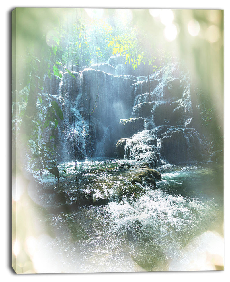 Fantastic Waterfall in Mexico Jungle, Oversized Landscape Canvas Art, 12"x20"