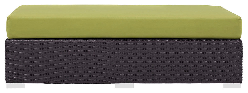Convene Outdoor Patio Fabric Rectangle Ottoman, Espresso Peridot
